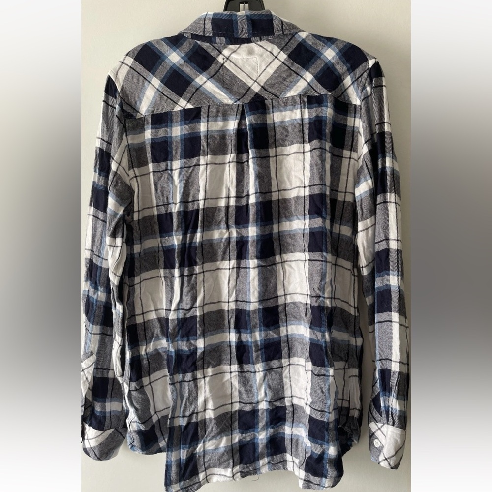 RAILS SOFT FLANNEL L/S BUTTON FRONT SHIRT-HUNTER PLAID BLUES/WHITE LADIES SZ XL - Picture 5 of 5